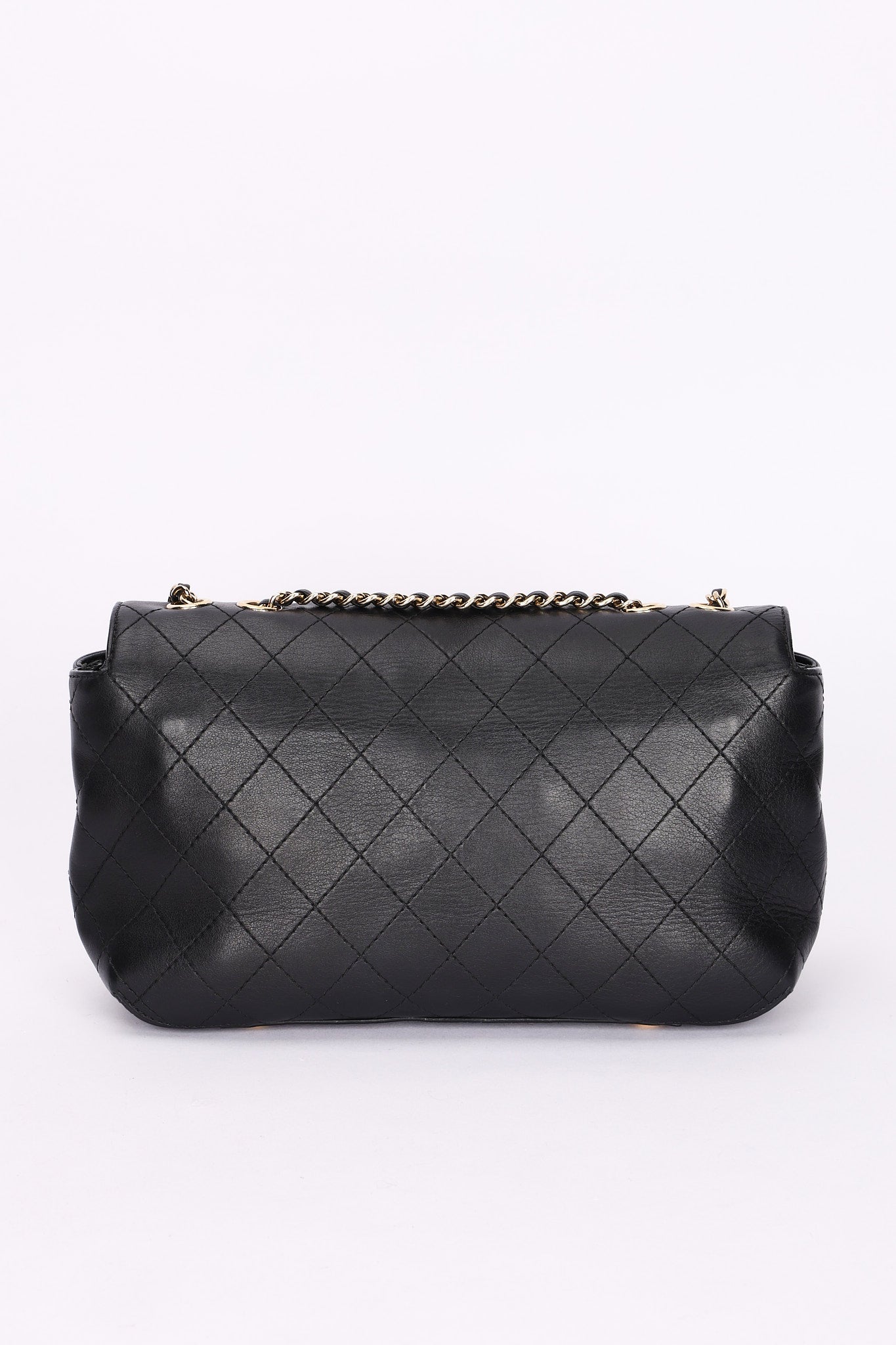 Chanel Single Flap Black Calfskin AGHW