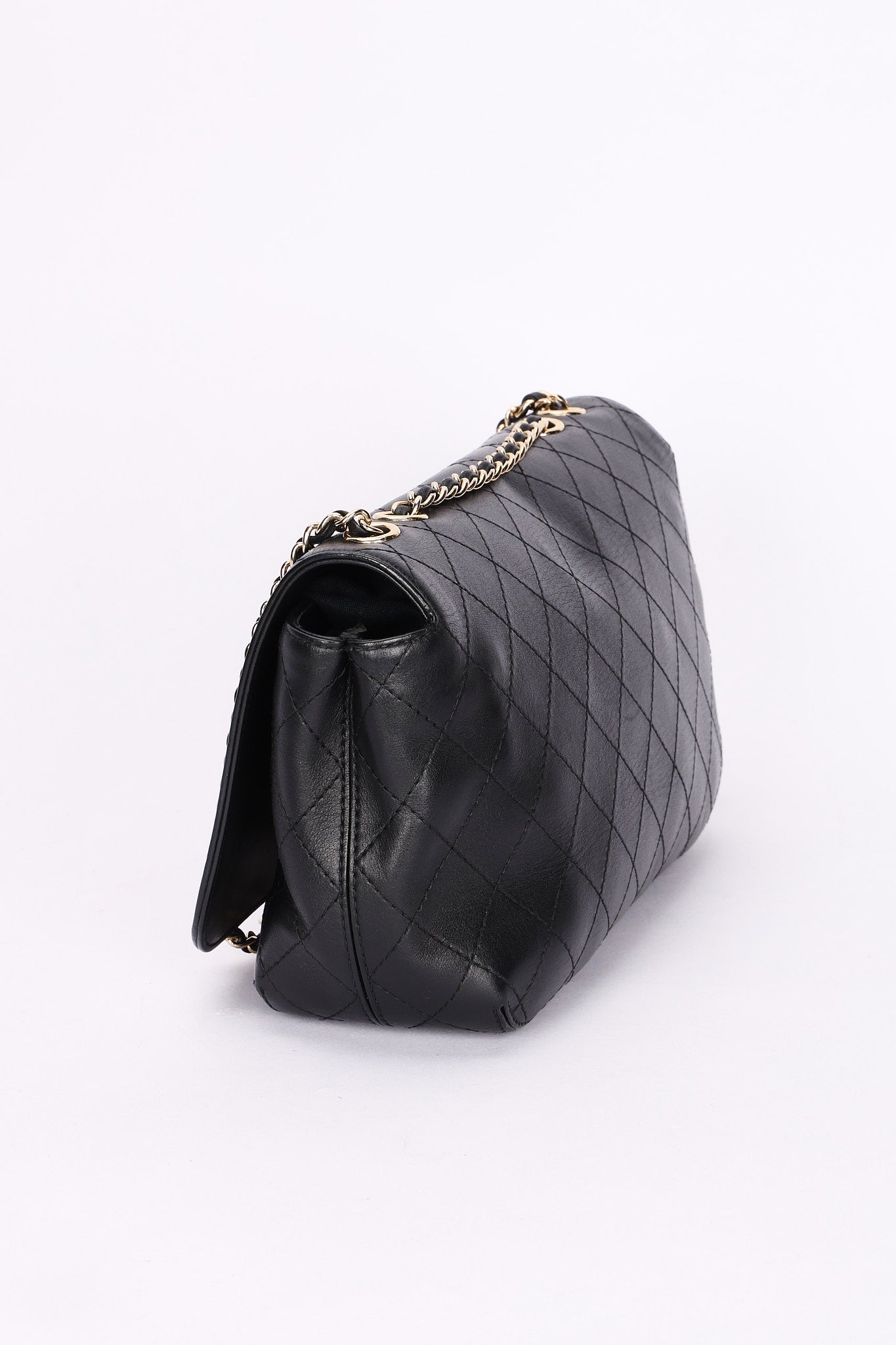 Chanel Single Flap Black Calfskin AGHW