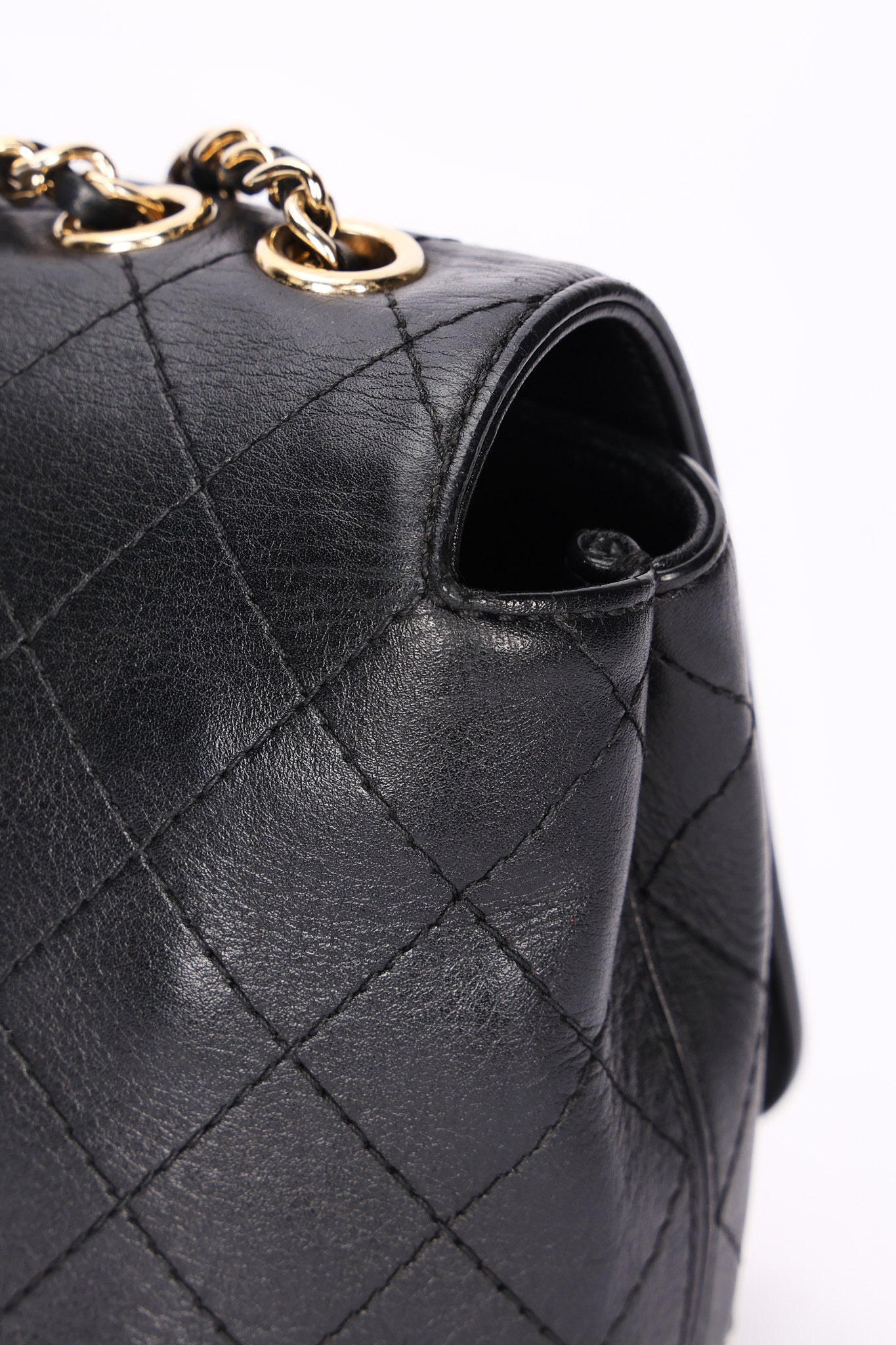 Chanel Single Flap Black Calfskin AGHW