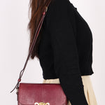 Celine Teen Triomphe Crossbody Bag Burgundy Lizard