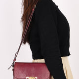 Celine Teen Triomphe Crossbody Bag Burgundy Lizard