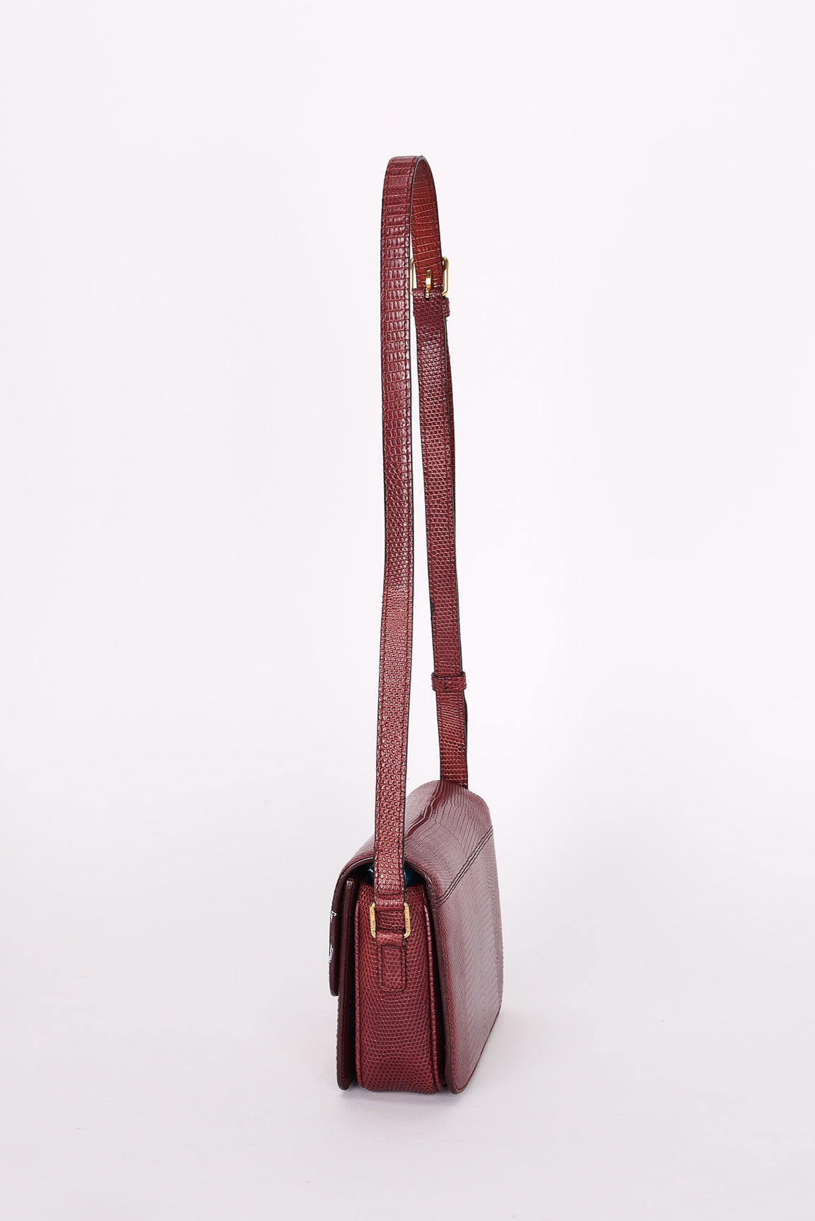 Celine Teen Triomphe Crossbody Bag Burgundy Lizard