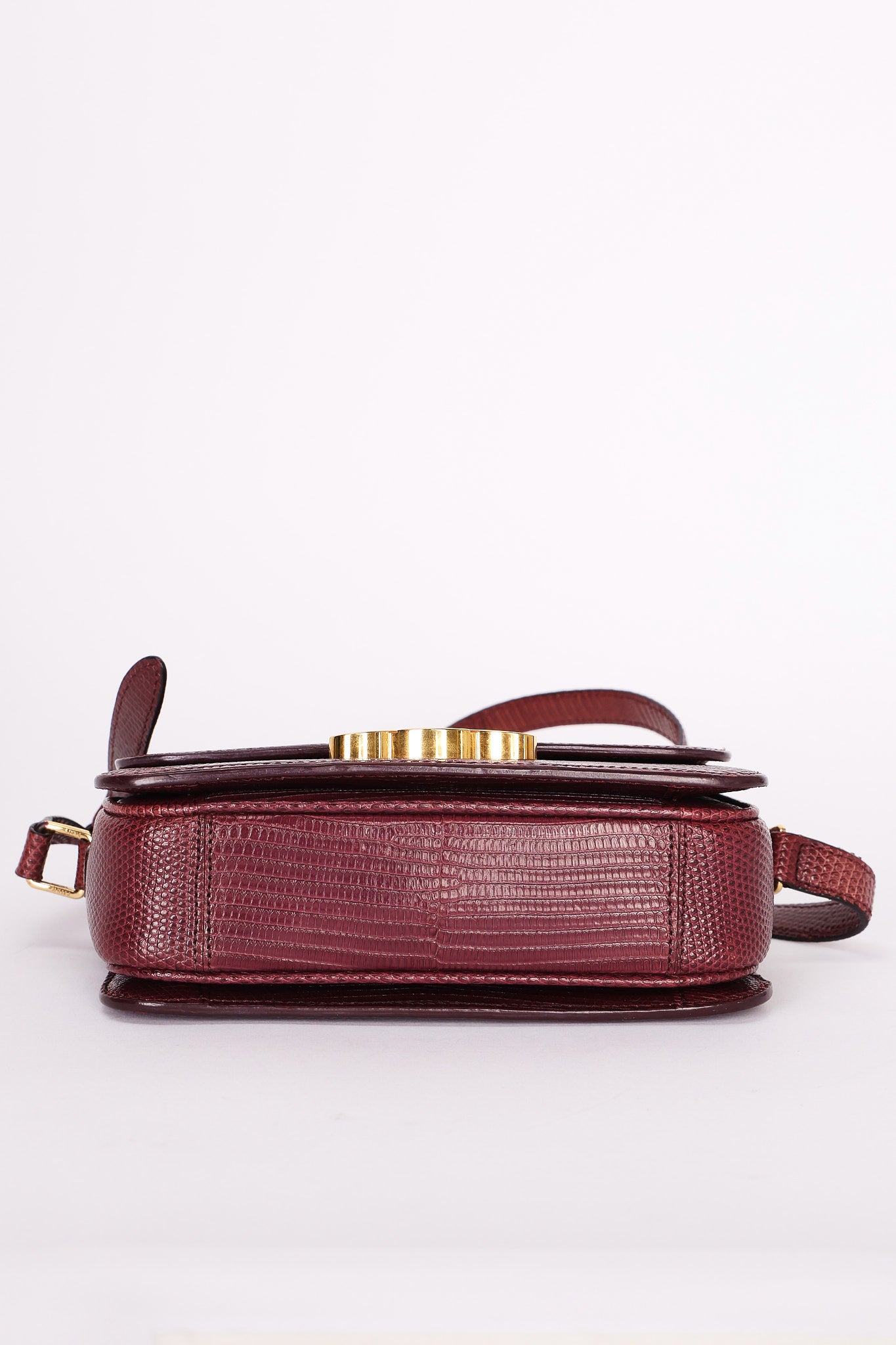 Celine Teen Triomphe Crossbody Bag Burgundy Lizard