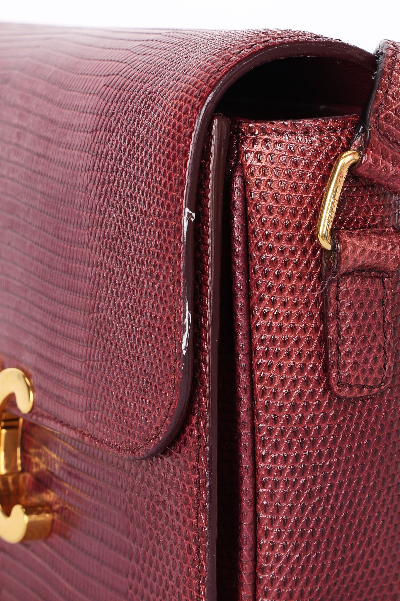 Celine Teen Triomphe Crossbody Bag Burgundy Lizard