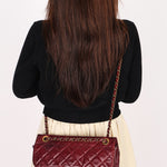Chanel Single Flap Bordeaux Calfskin and Python AGHW