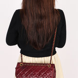 Chanel Single Flap Bordeaux Calfskin and Python AGHW