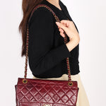 Chanel Single Flap Bordeaux Calfskin and Python AGHW