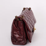Chanel Single Flap Bordeaux Calfskin and Python AGHW