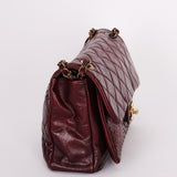 Chanel Single Flap Bordeaux Calfskin and Python AGHW