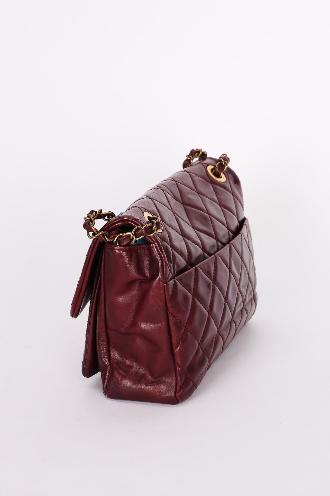 Chanel Single Flap Bordeaux Calfskin and Python AGHW