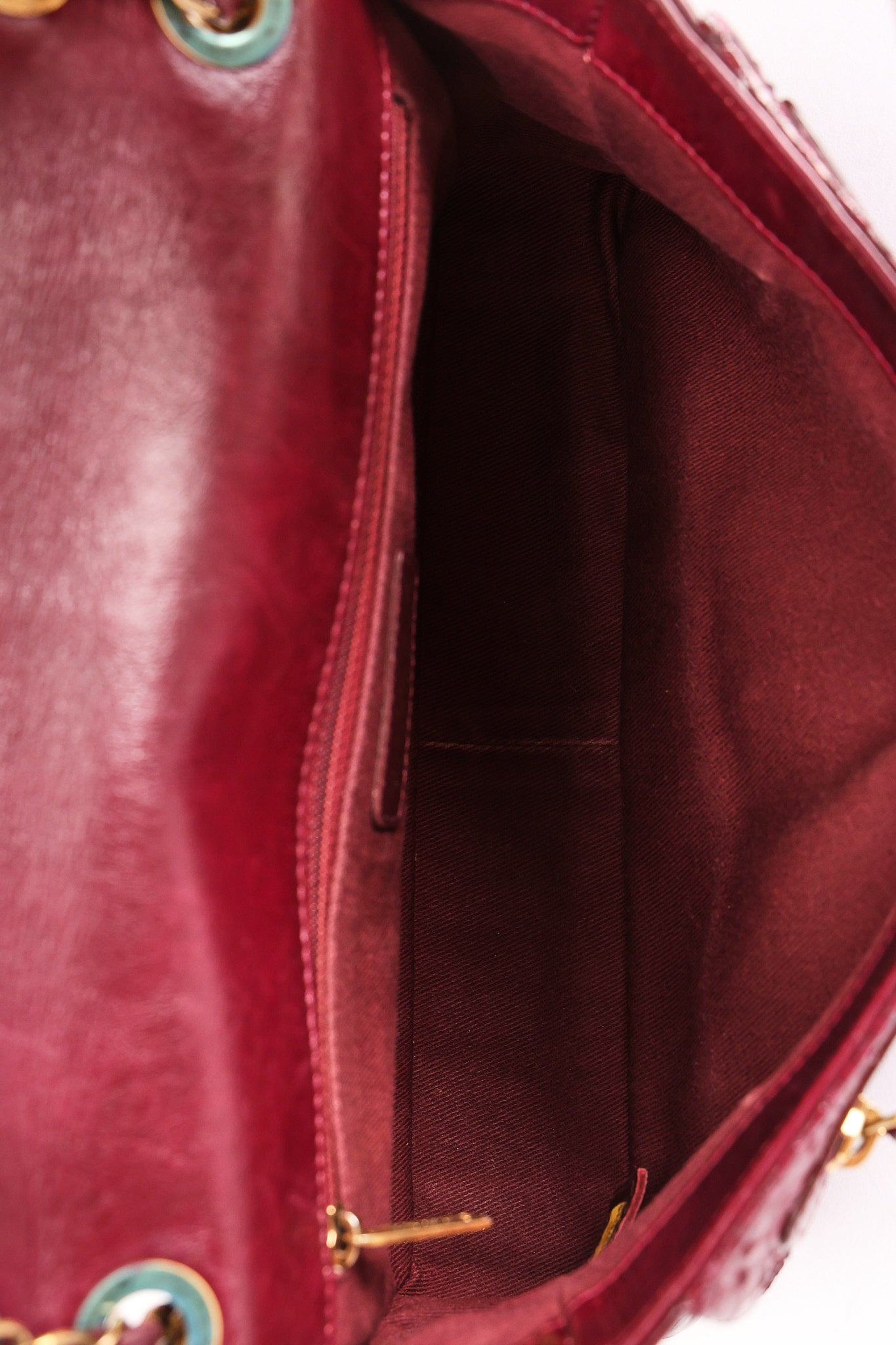 Chanel Single Flap Bordeaux Calfskin and Python AGHW