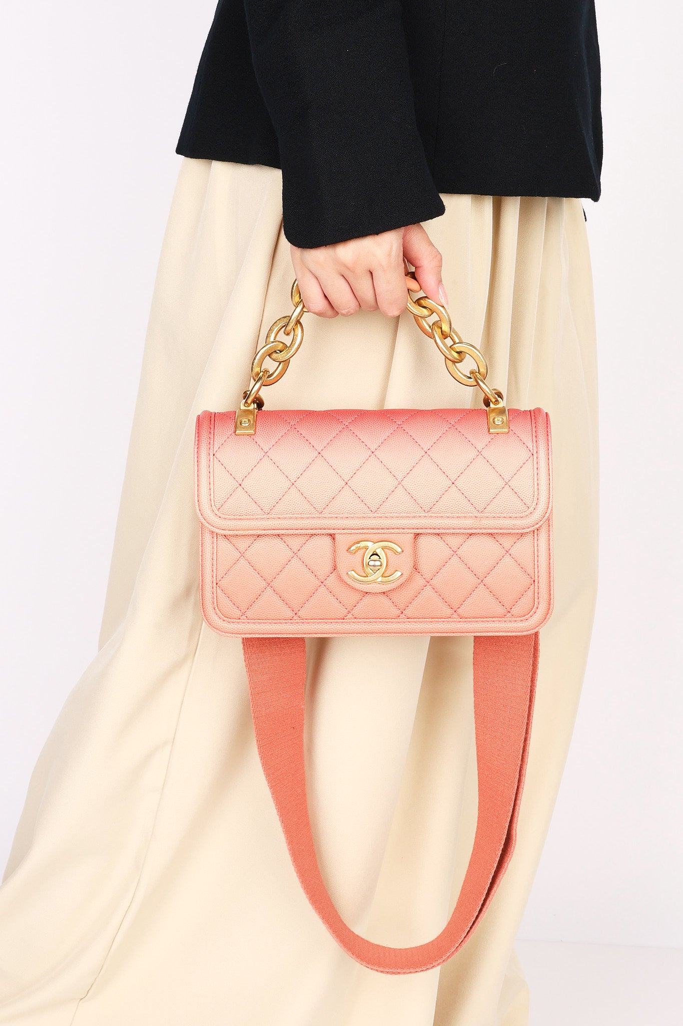 Chanel Small Sunset On The Sea Single Flap Coral Caviar AGHW