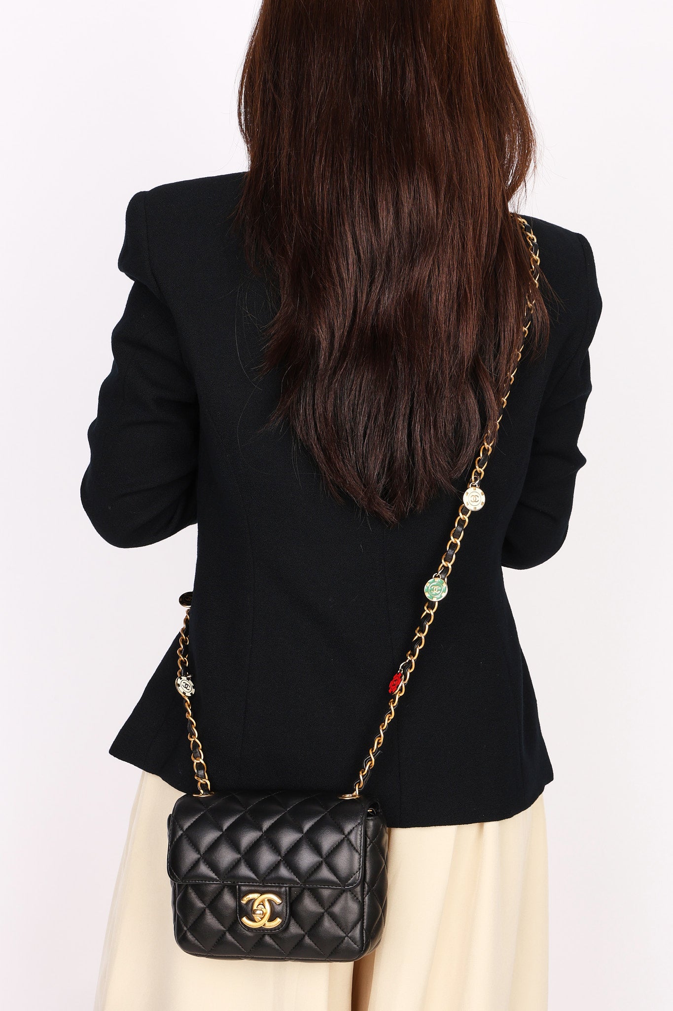Chanel Poker Charms Mini Square Flap Black Lambskin AGHW