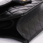 Chanel Kisslock Frame Turnlock Front Pocket Shoulder Bag Black Lambskin AGHW