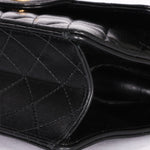 Chanel Kisslock Frame Turnlock Front Pocket Shoulder Bag Black Lambskin AGHW