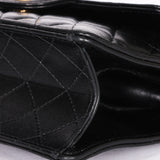 Chanel Kisslock Frame Turnlock Front Pocket Shoulder Bag Black Lambskin AGHW