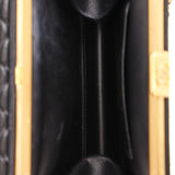 Chanel Kisslock Frame Turnlock Front Pocket Shoulder Bag Black Lambskin AGHW