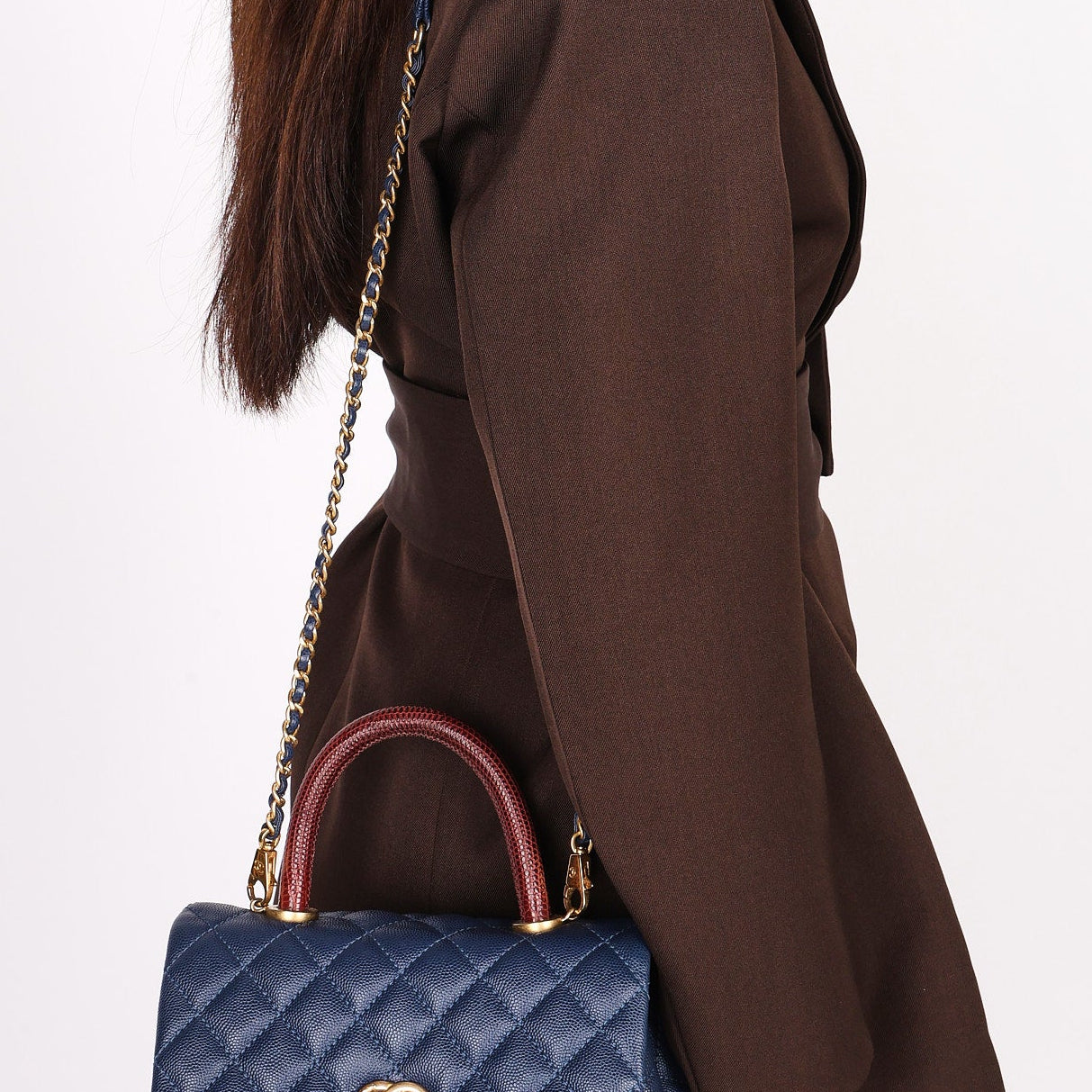 Chanel Mini Coco Varanus Salvator Top Handle Navy Caviar 2018 AGHW
