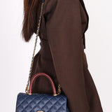 Chanel Mini Coco Varanus Salvator Top Handle Navy Caviar 2018 AGHW