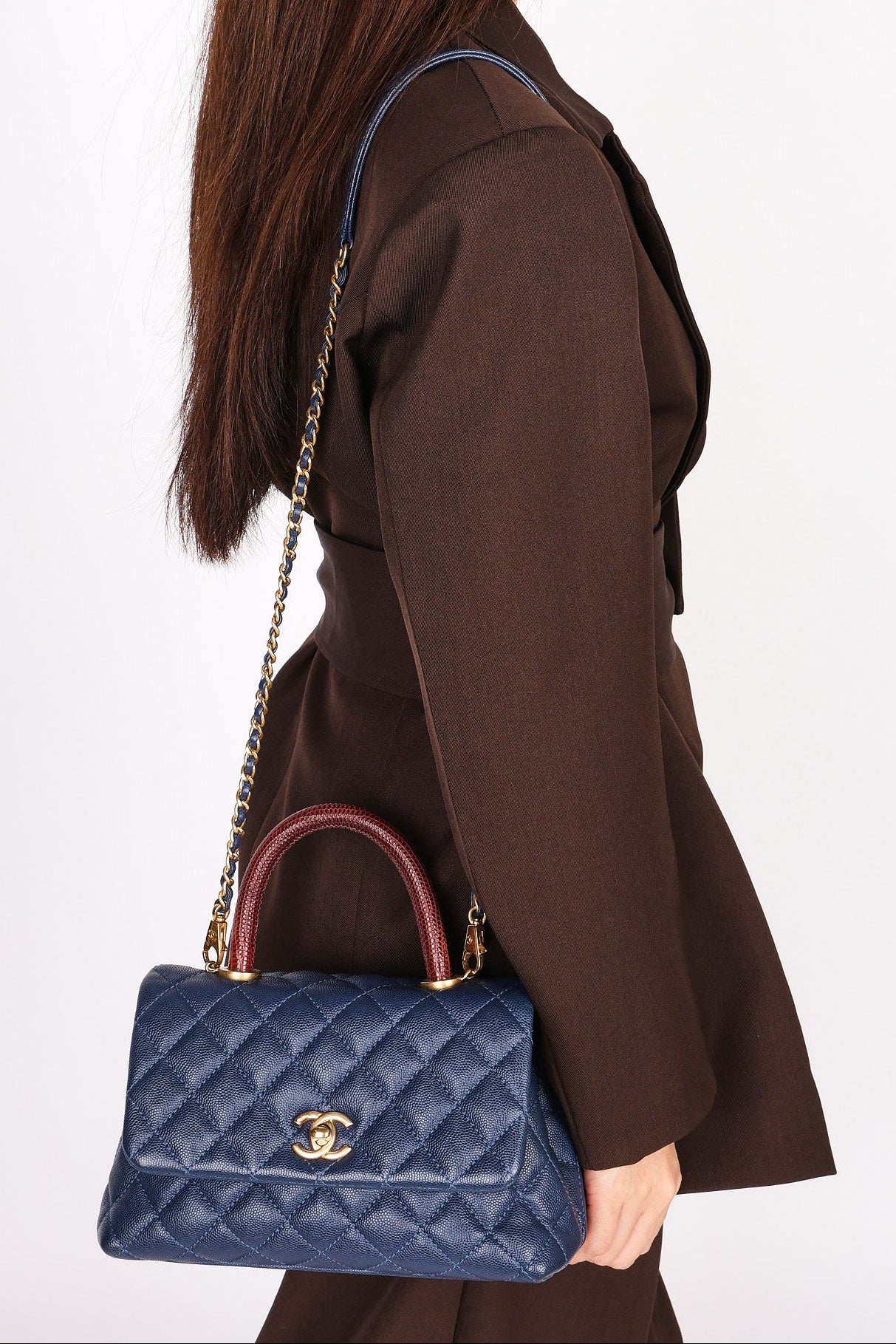 Chanel Mini Coco Varanus Salvator Top Handle Navy Caviar 2018 AGHW