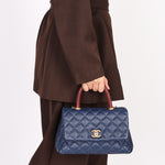 Chanel Mini Coco Varanus Salvator Top Handle Navy Caviar 2018 AGHW