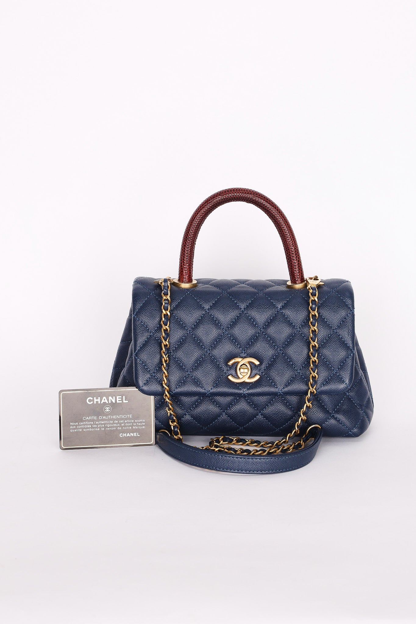 Chanel Caviar Navy Coco Handle Crossbody Bag