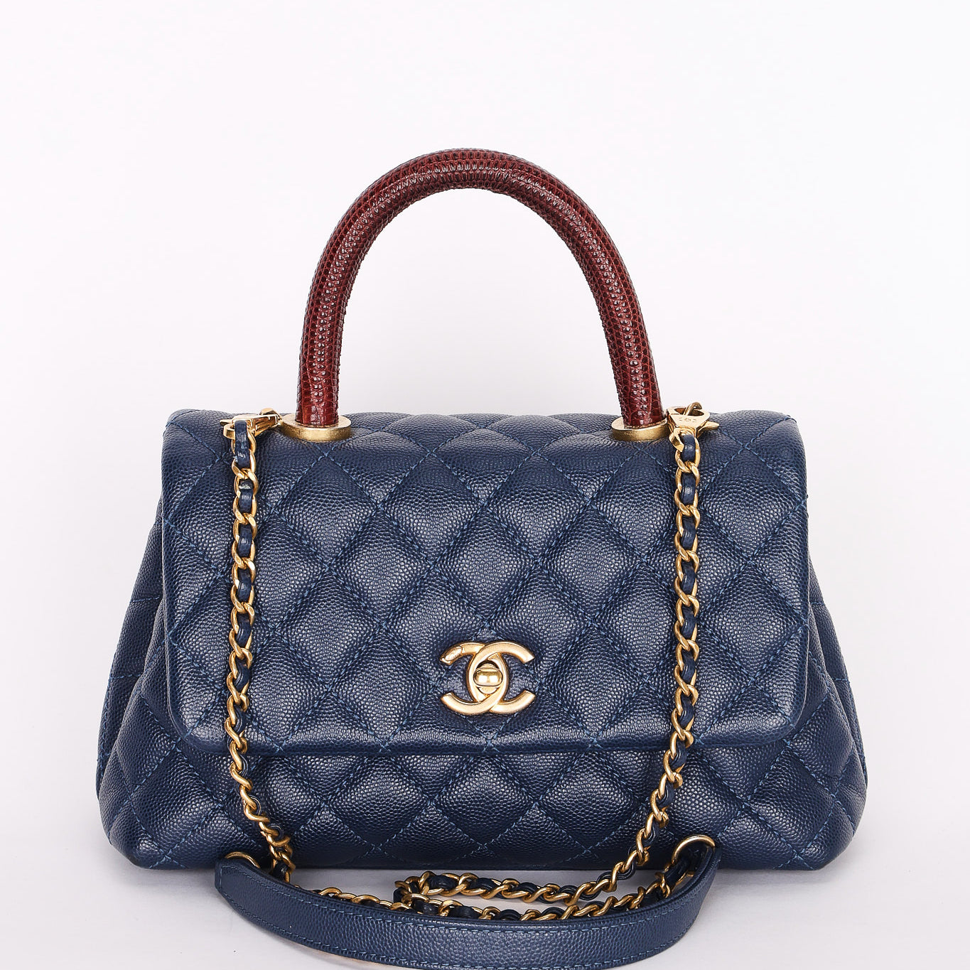 Chanel Caviar Navy Coco Handle Crossbody Bag