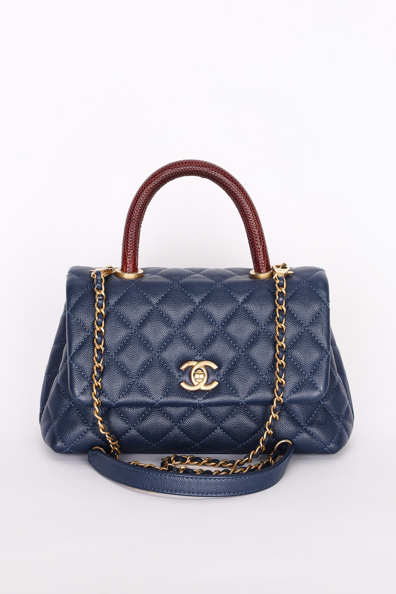 Chanel Caviar Navy Coco Handle Crossbody Bag