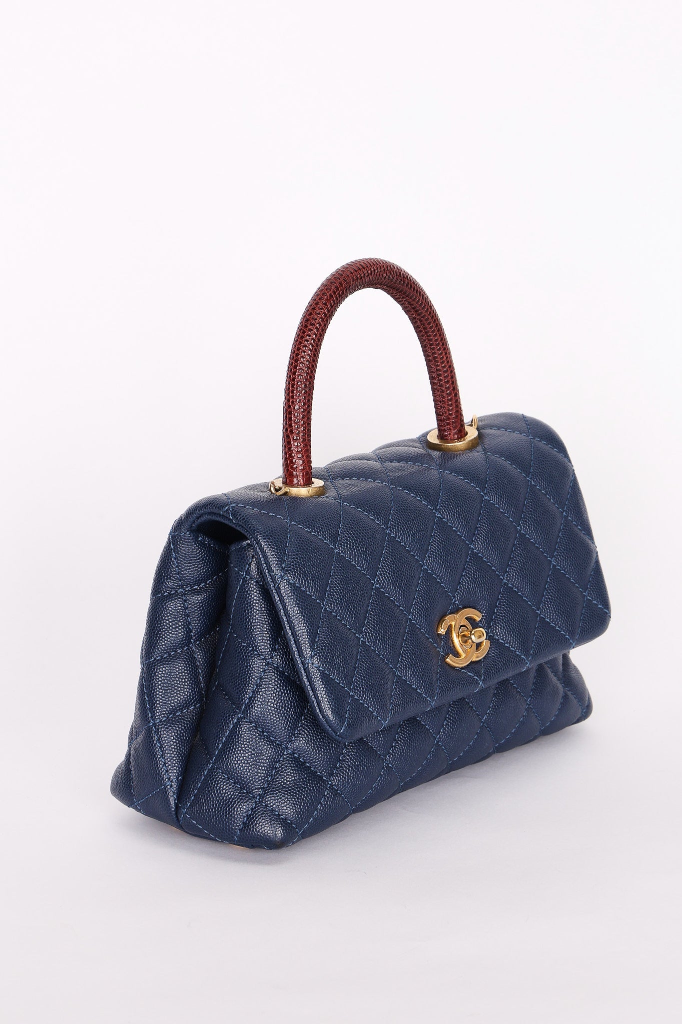Chanel Caviar Navy Coco Handle Crossbody Bag