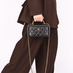 Chanel Acrylic with Chain Top Handle Vanity Case Black Lambskin GHW