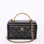 Chanel Acrylic with Chain Top Handle Vanity Case Black Lambskin GHW