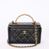 Chanel Acrylic with Chain Top Handle Vanity Case Black Lambskin GHW