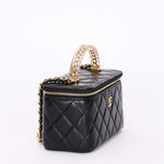 Chanel Acrylic with Chain Top Handle Vanity Case Black Lambskin GHW