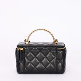 Chanel Acrylic with Chain Top Handle Vanity Case Black Lambskin GHW
