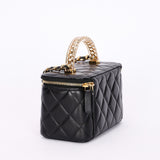 Chanel Acrylic with Chain Top Handle Vanity Case Black Lambskin GHW
