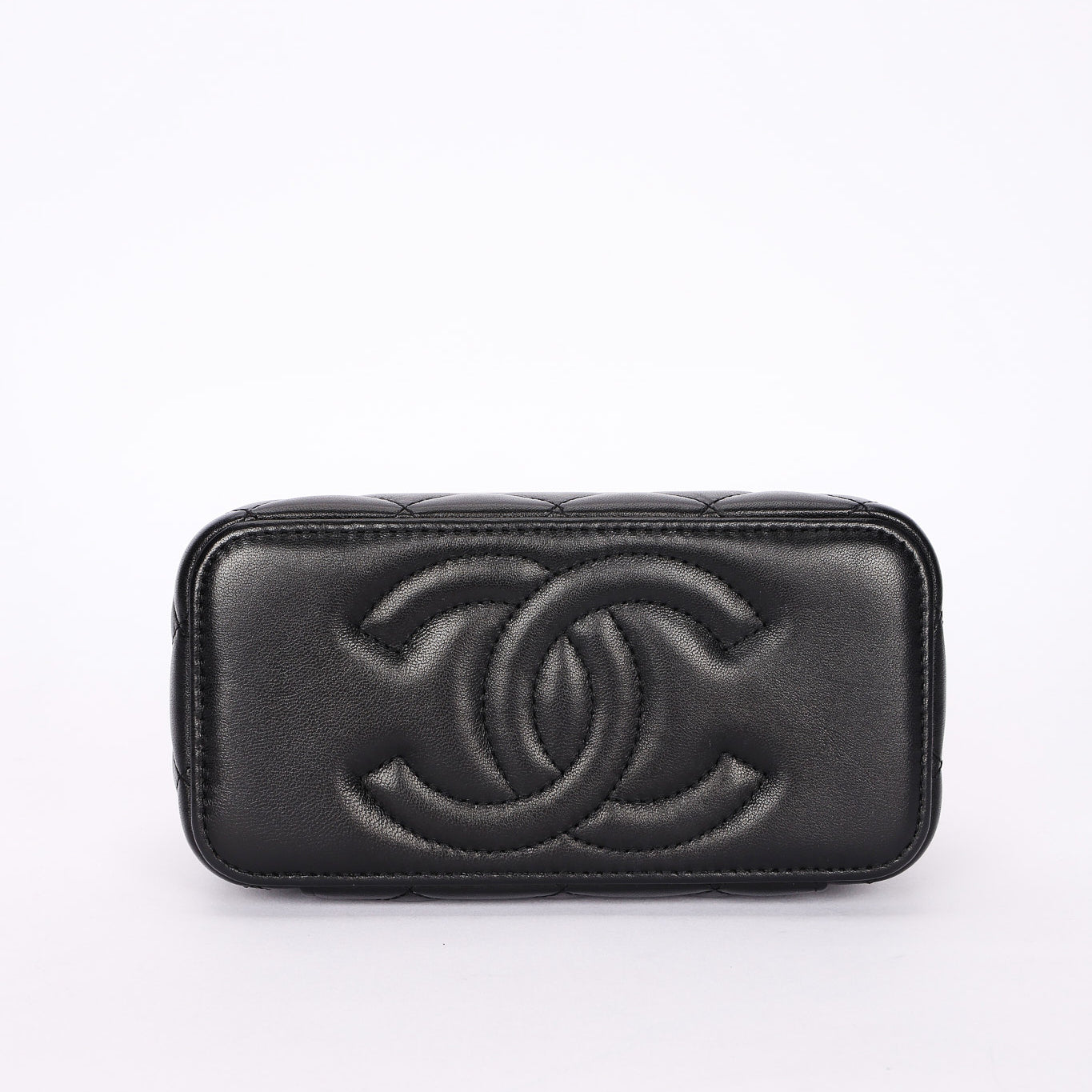 Chanel Acrylic with Chain Top Handle Vanity Case Black Lambskin GHW