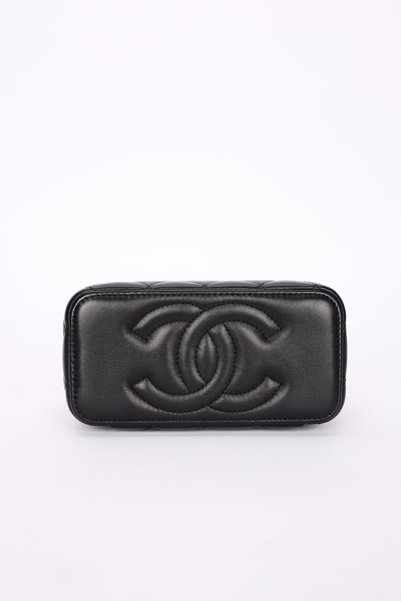 Chanel Acrylic with Chain Top Handle Vanity Case Black Lambskin GHW