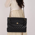 Chanel Paris-Edinburgh Front Pocket Flap Tote Black Caviar 2014 GHW