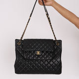 Rare Chanel Paris-Edinburgh Front Pocket Flap Tote Black Caviar 2014 GHW