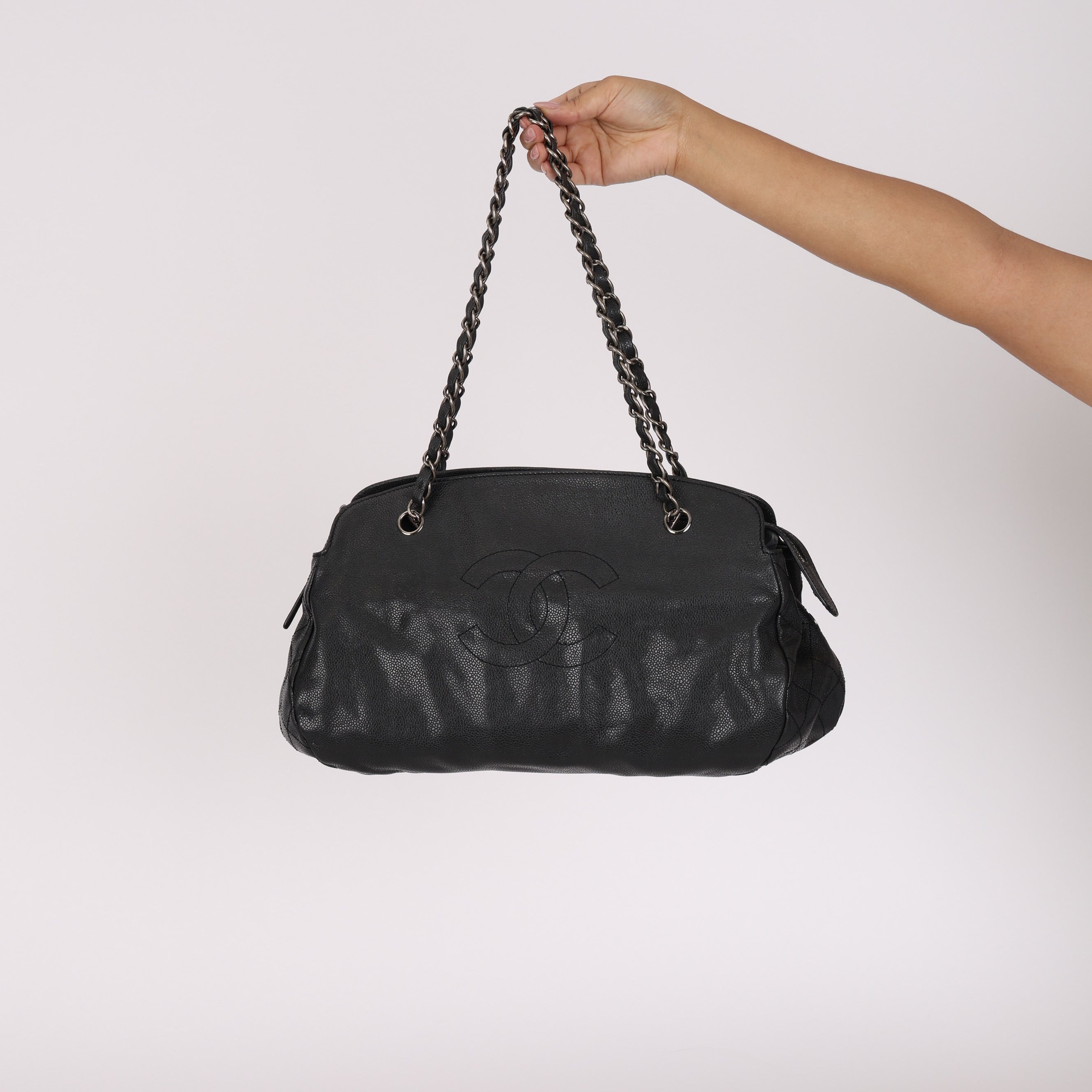 Chanel Timeless Shoulder Bag Dark Grey Caviar RHW