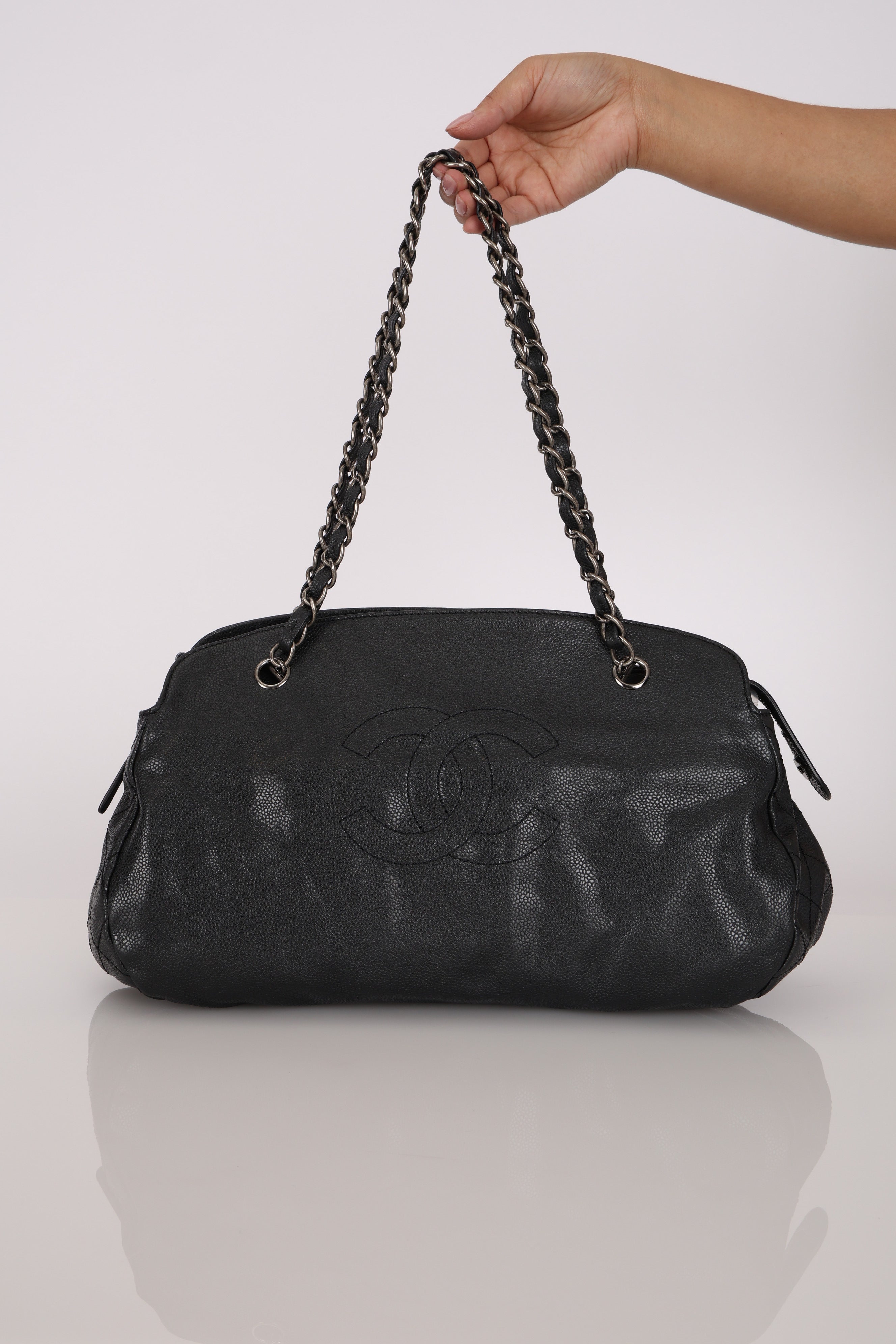 Chanel Timeless Shoulder Bag Dark Grey Caviar RHW