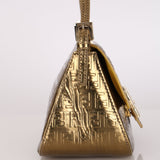 Fendi Zucchino Gold Metallic Embossed Mini Mama Baguette