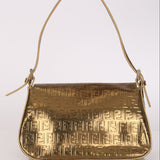Fendi Zucchino Gold Metallic Embossed Mini Mama Baguette
