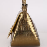 Fendi Zucchino Gold Metallic Embossed Mini Mama Baguette