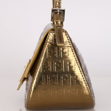 Fendi Zucchino Gold Metallic Embossed Mini Mama Baguette