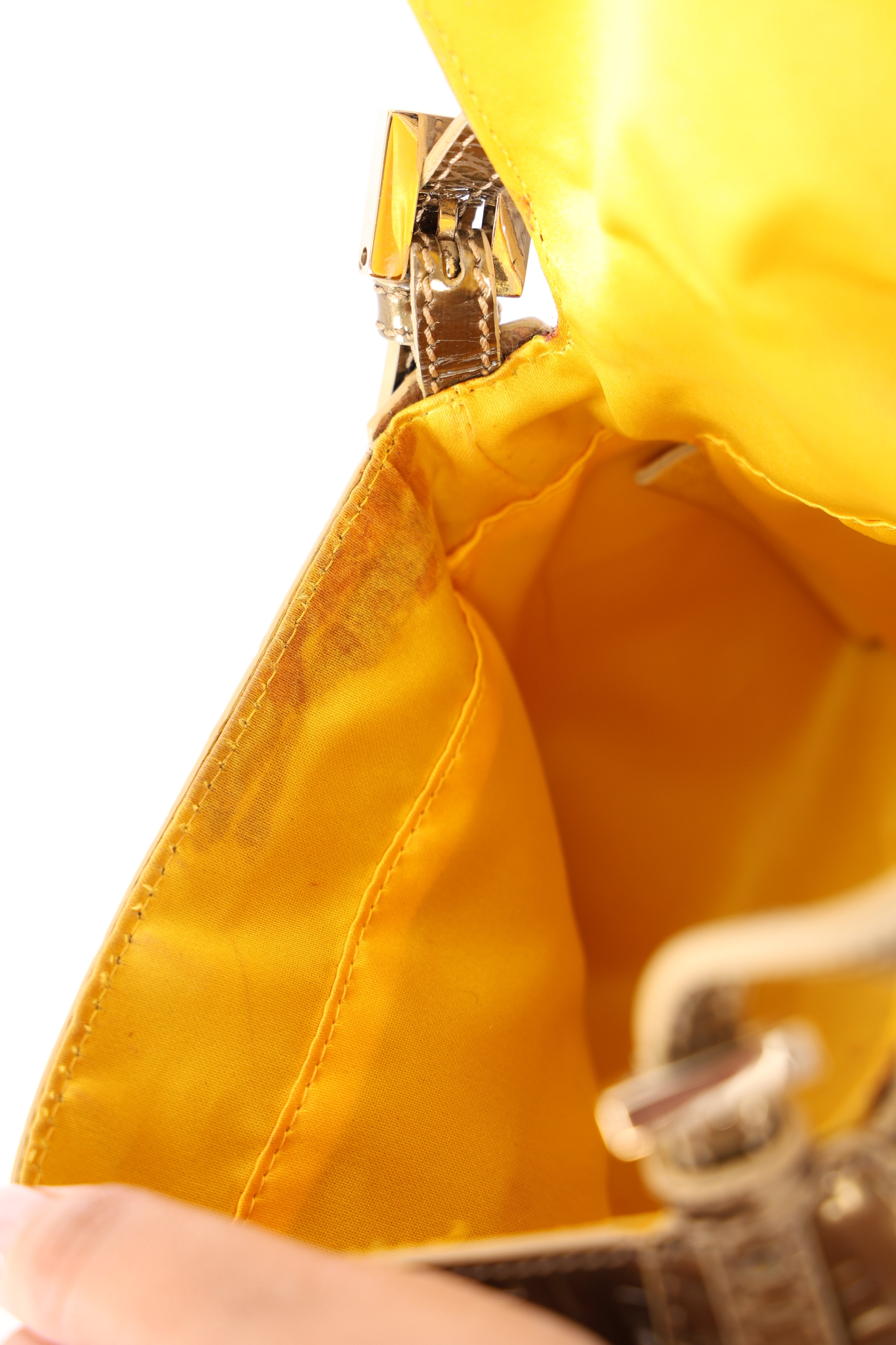 Fendi Zucchino Gold Metallic Embossed Mini Mama Baguette