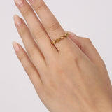 14K Yellow Gold Sapphire Band Ring, Size US 6.5