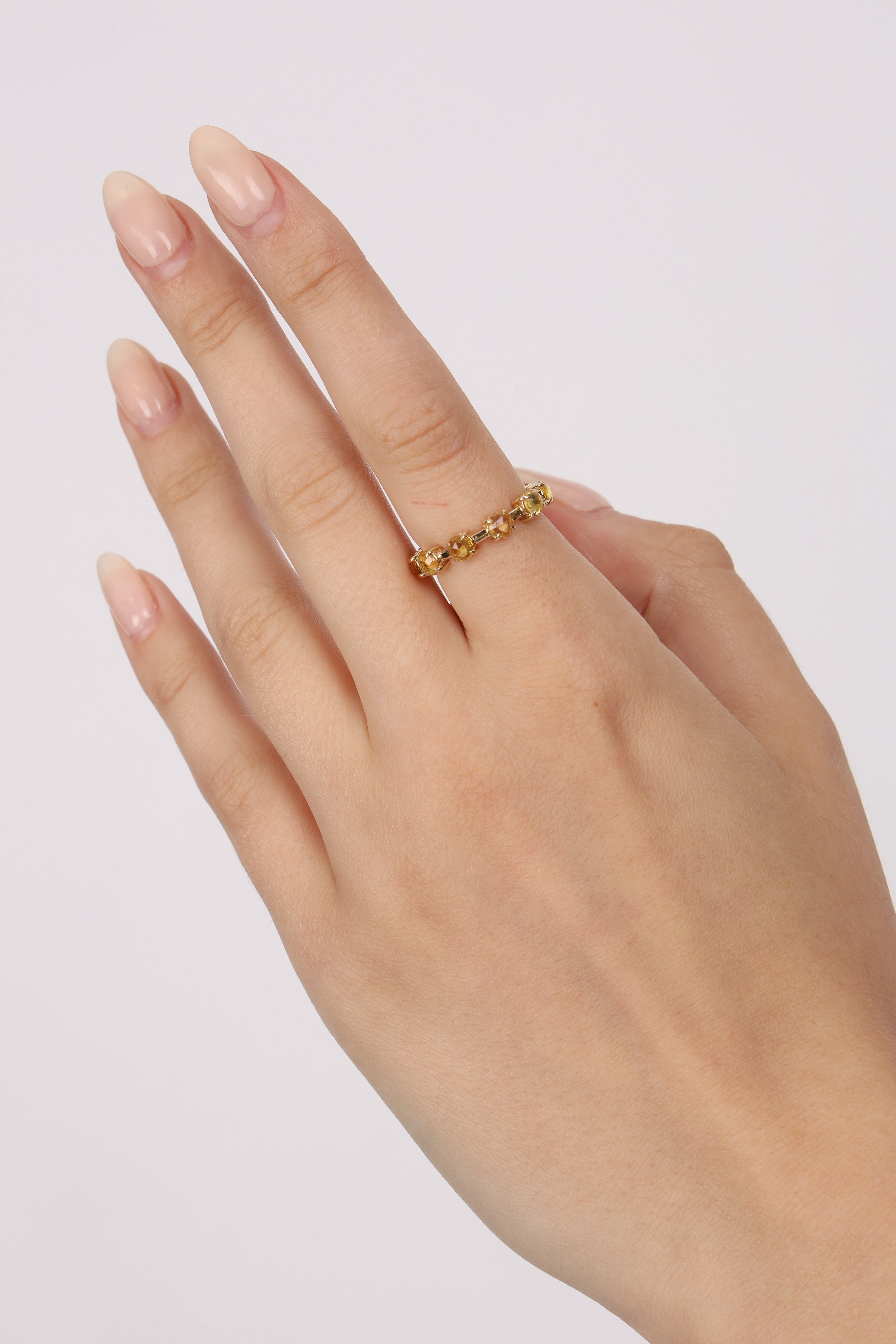 14K Yellow Gold Sapphire Band Ring, Size US 6.5