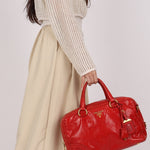 Prada Bowling Bag Red Vitello Shine