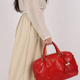 Prada Bowling Bag Red Vitello Shine